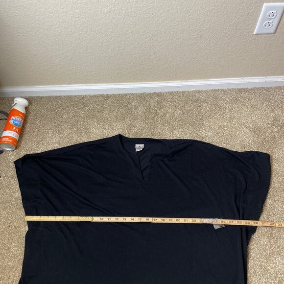 Natori top blouse T-shirt boxy black V-neck short sleeve SZ XL basic layering - Picture 9 of 9